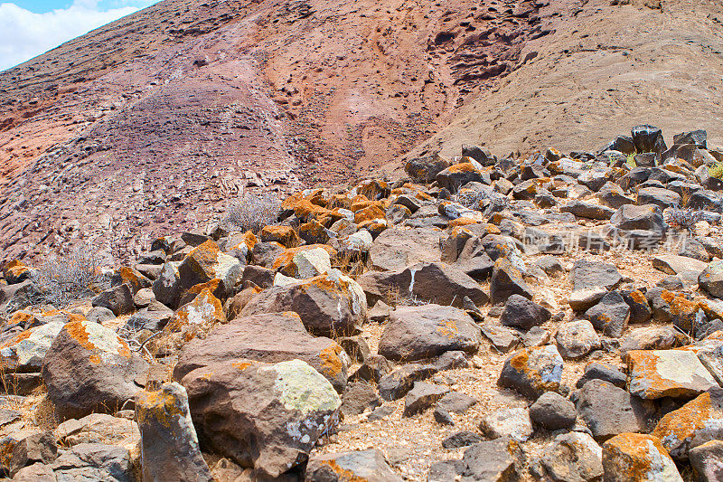 Fuerteventura火山岩层- Montaña Roja